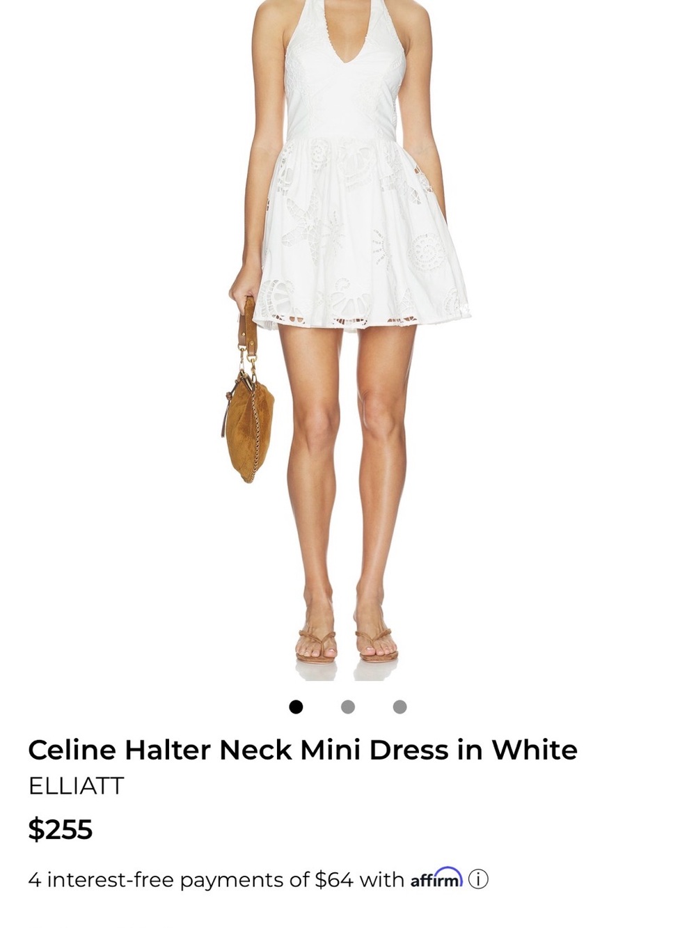 Elliatt Celine White Halter Mini Dress with Eyelet Skirt